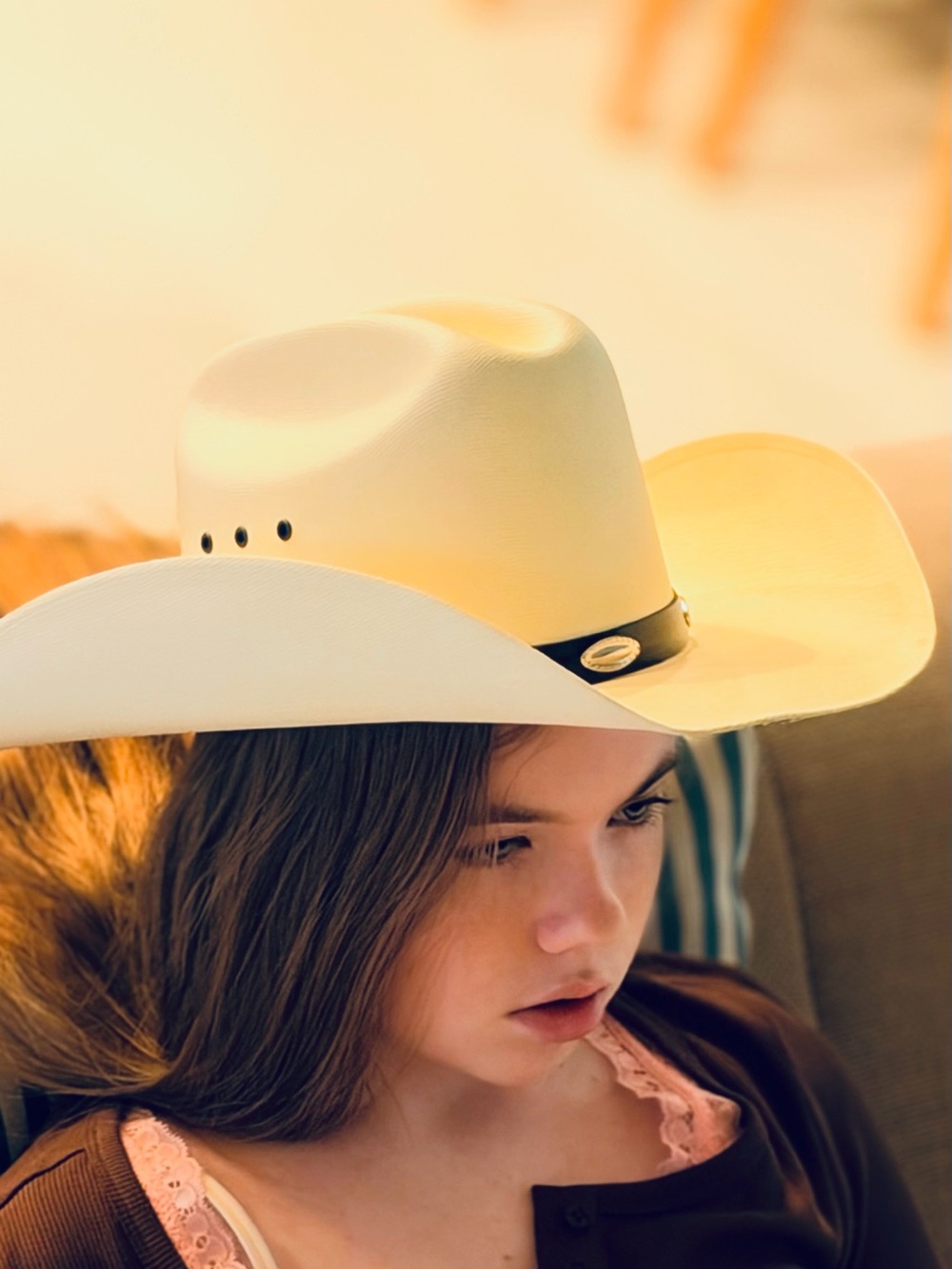 Western Express White Kids Cowboy Hat Black Band Silver Conchos